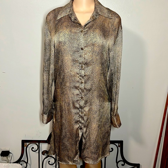 Zara Tops - Zara High Low Gold Black Animal Print Long Sleeve Tunic- Size M